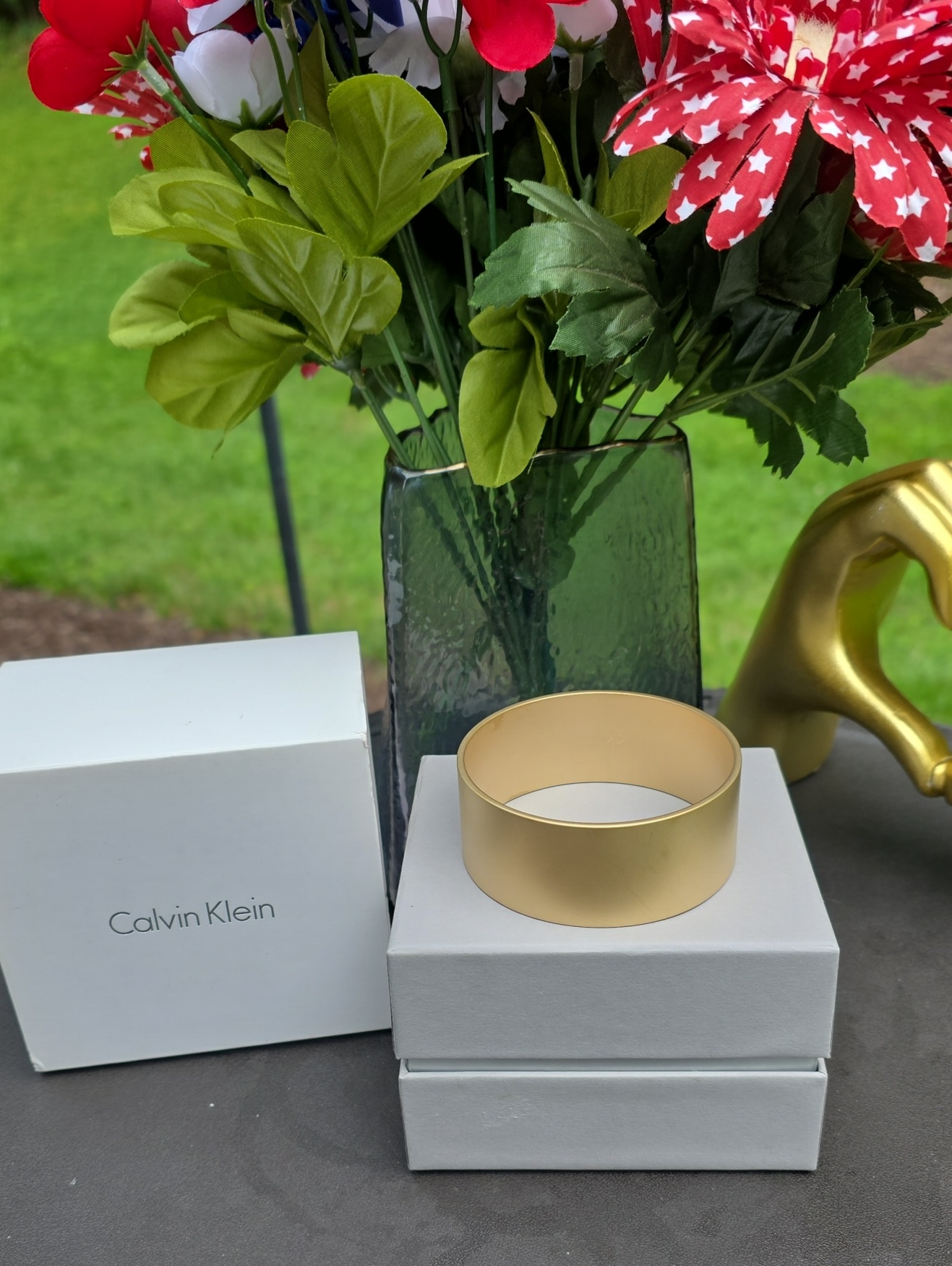 Calvin Klein Matte Gold Wide Cuff Bracelet